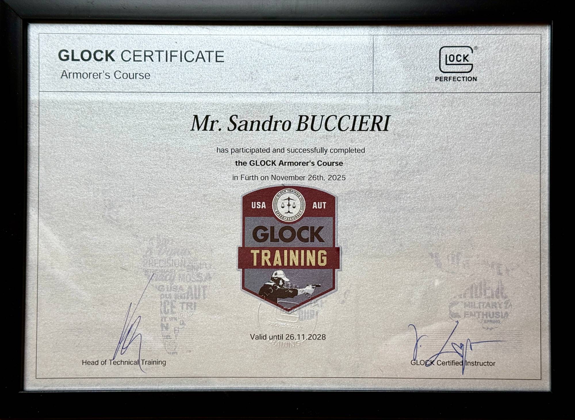 Zertifikat: GLOCK Armorers Course